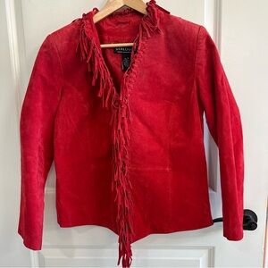 Vintage red suede fringe jacket - sz small